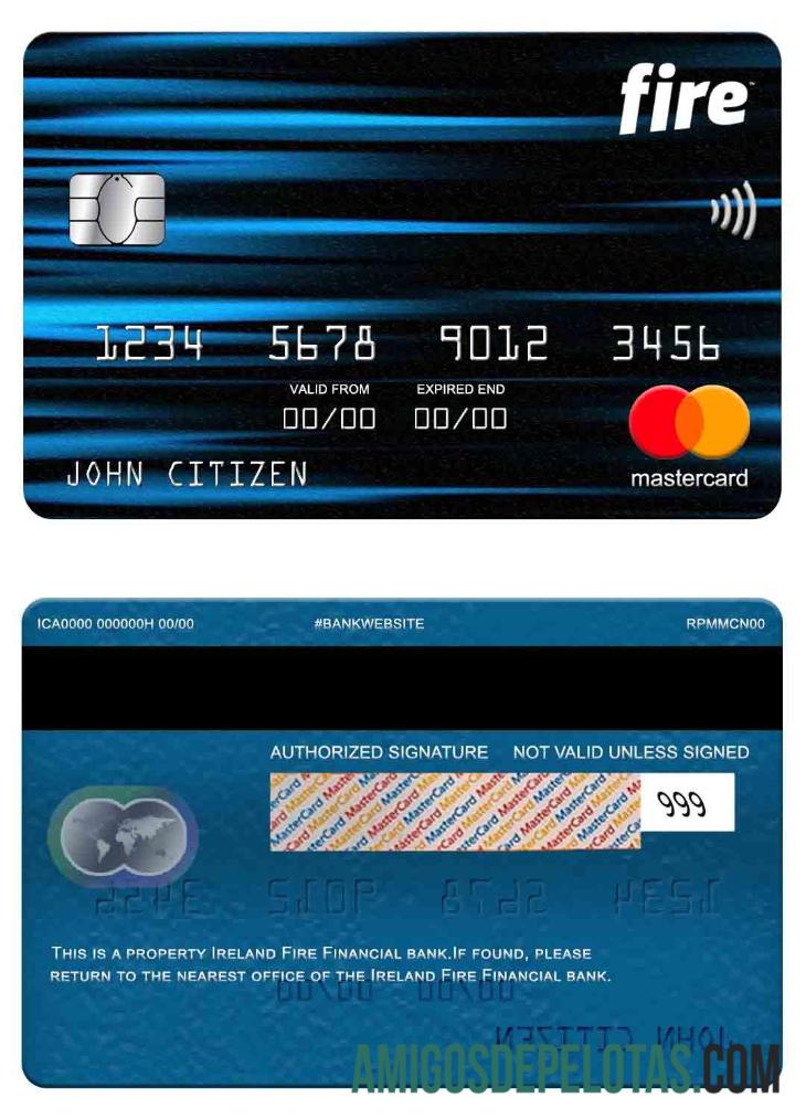 Irlanda Fire Financial Bank Mastercard exemplo real